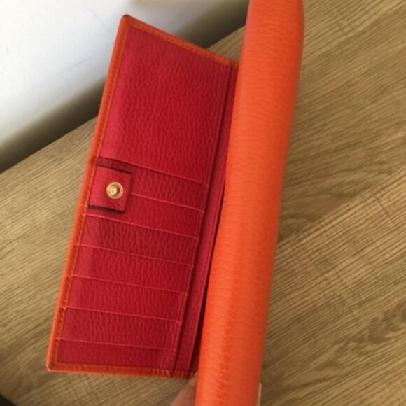GUCCI Swing Long Wallet in Vibrant Orange Leather with Pink Interior 354498 2067 - Picture 10 of 12
